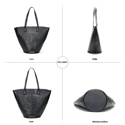 Bolsa Tote Estampado Cocodrilo Gran Capacidad Cilíndrica Diseño Premium - Image 3