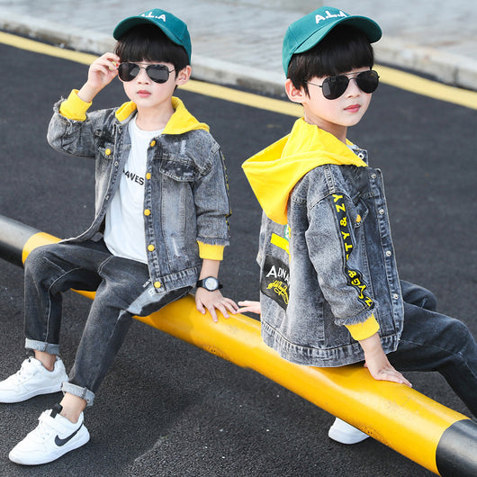 Chaqueta Denim con Capucha para Niño - Primavera Otoño - Image 3