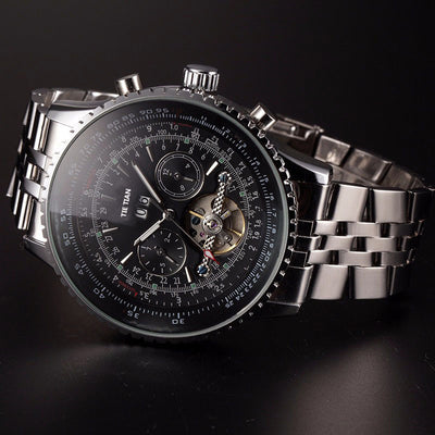 Reloj Automático Tourbillon con Calendario y Esfera Grande - Acero Inoxidable para Hombre