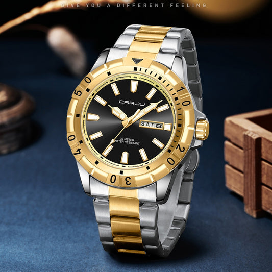 Reloj de Negocios para Hombre con Esfera Grande, Resistente al Agua y Doble Calendario