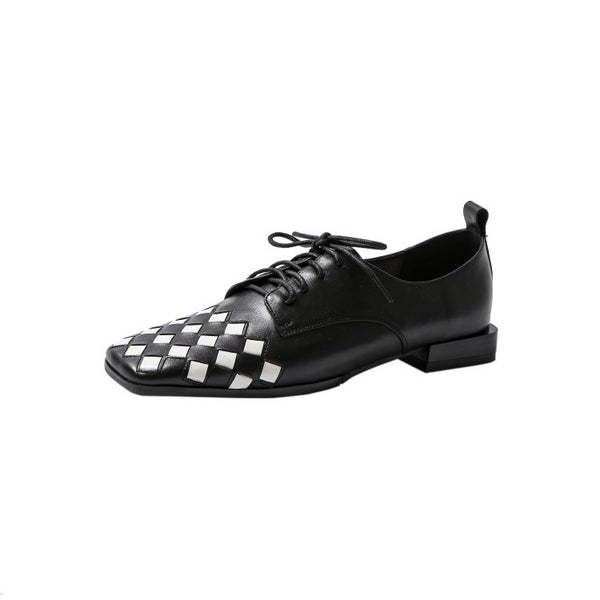 Zapatos Retro Británicos para Mujer con Tacón Cuadrado y Punta Cuadrada