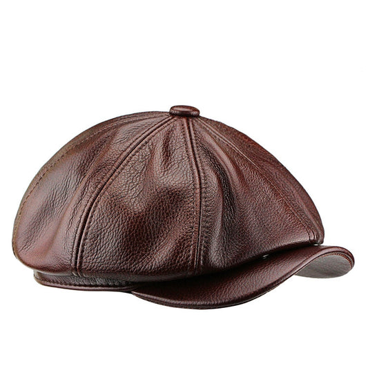 Gorra Octagonal de Cuero Vacuno Británico para Mujer con Visera - Image 3