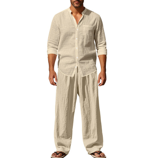 Conjunto de Camisa Suelta Manga Larga y Pantalón para Hombre - Image 43