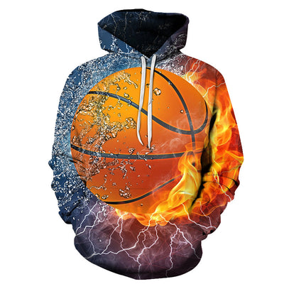 Sudadera Deportiva Infantil 3D Baloncesto Fuego y Agua Unisex - Image 7