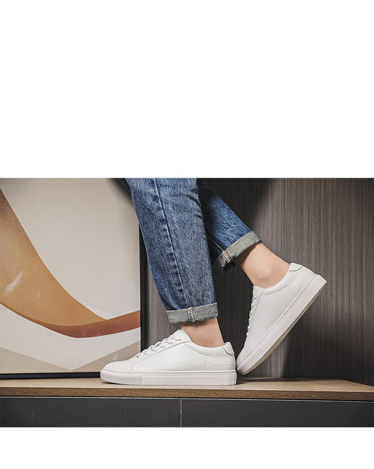 Tenis Blancos de Cuero Respirable con Suela Plana - Estilo Versátil - Image 14