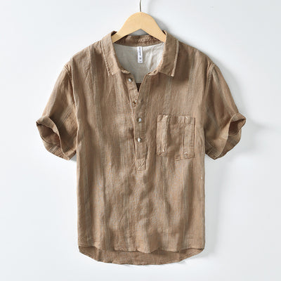 Camisa Manga Corta Hombre Algodón y Lino - Verano Fresco y Cómodo - Image 3