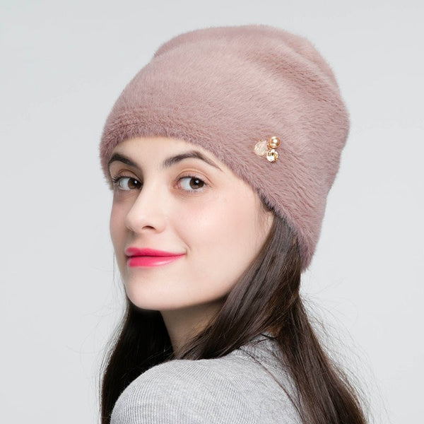 Gorro de Lana Tejida con Strass - Estilo Elegante para Mujer