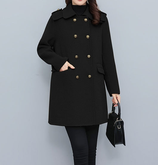 Abrigo de Lana Cruzado Estilo Coreano para Mujer - Image 3