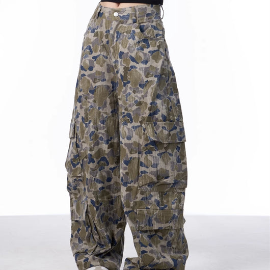 Pantalones Cargo Anchos Camuflaje para Mujer - Estilo Casual y Versátil