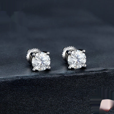 Aretes de Plata Esterlina S925 con Baño de Oro Blanco y Cuatro Garras - Image 3