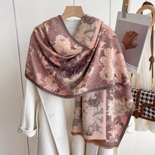 Bufanda de Cashmira Artificial Retro Vintage para Mujer Otoño Invierno