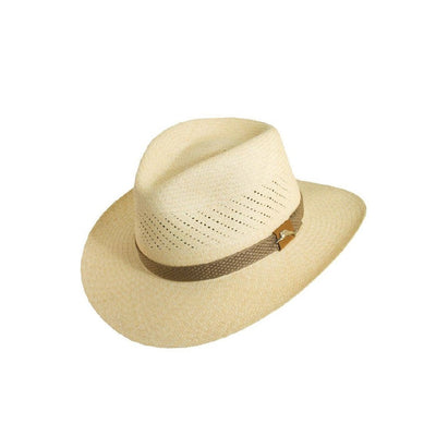 Sombrero Jazz de Paja con Cinta Rayada y Ala Plana - Image 11