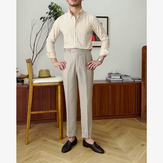 Camisa de Hombre Seersucker a Rayas sin Planchado, Cuello Ancho y Transpirable - Image 14