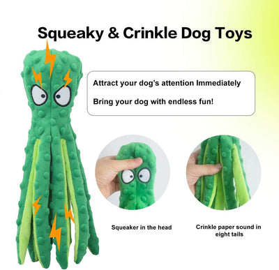 Juguete Pulpo Chirriante sin Relleno para Perros - Juguete Crujiente Interactivo para Cachorros - Image 7