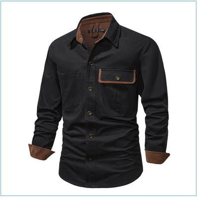 Camisa Polo de Manga Larga Algodón Lavado Tallas Grandes Hombre Color Sólido - Image 37