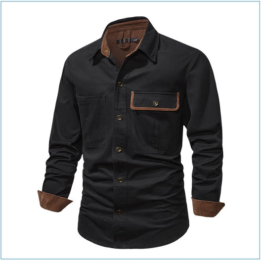 Camisa Polo de Manga Larga Algodón Lavado Tallas Grandes Hombre Color Sólido - Image 37