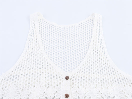 Chaleco Tejido Calado Retro para Mujer - Image 16