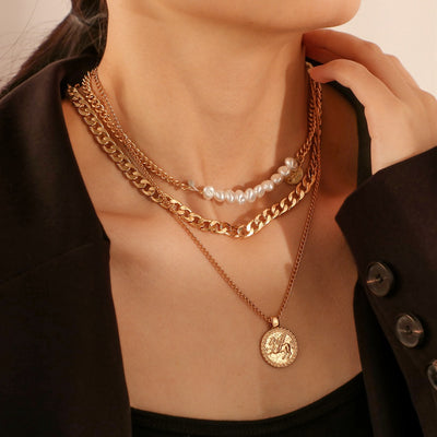Collar Multicapa con Dije Moneda - Juego Completo de Cadenas Clavícula - Image 2