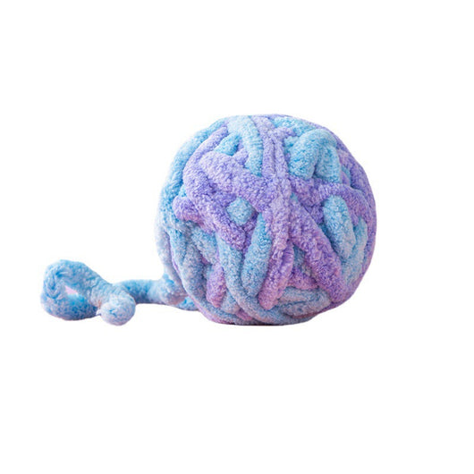 Pink and purple striped plush cat toy ball, made from chunky yarn, designed for silent play and chewing. - Image 11