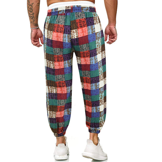 Pantalones Holgados de Algodón y Lino Multicolor para Hombre - Image 11