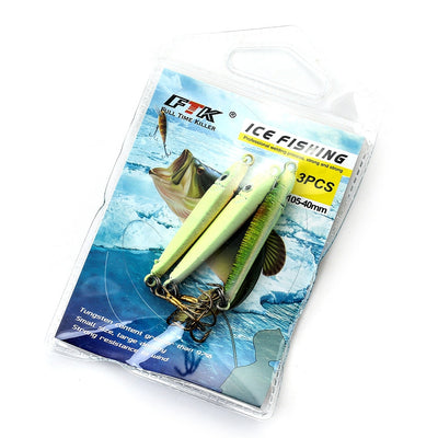 Kit de 3 Anzuelos Micro Jig de 5G para Pesca en Hielo - Señuelos de Placa Metálica