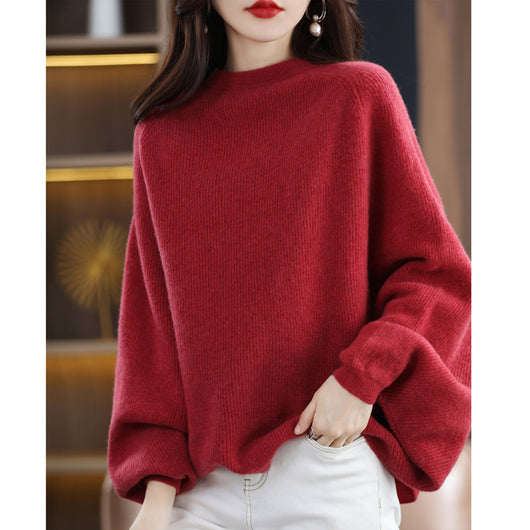 Suéter de Lana Pura Mujer Cuello Redondo Raglan - Polera Versátil Todo Uso - Image 3