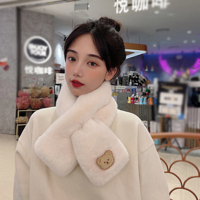 Bufanda Térmica Estilo Coreano con Oso Peluche - Versátil para Invierno - Image 26