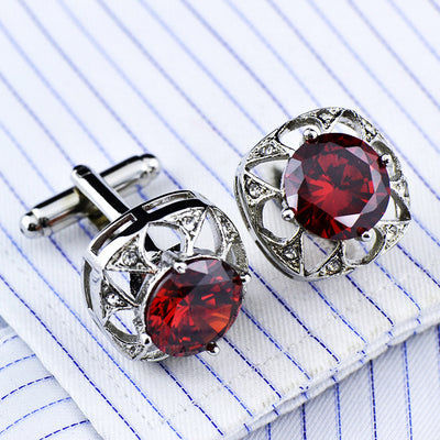 Gemelos de Corona con Cristal Zircón Rojo Brillante - Image 3