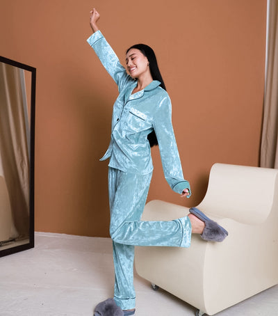Pijama de Terciopelo Verde Diamondmax para Mujer - Image 23
