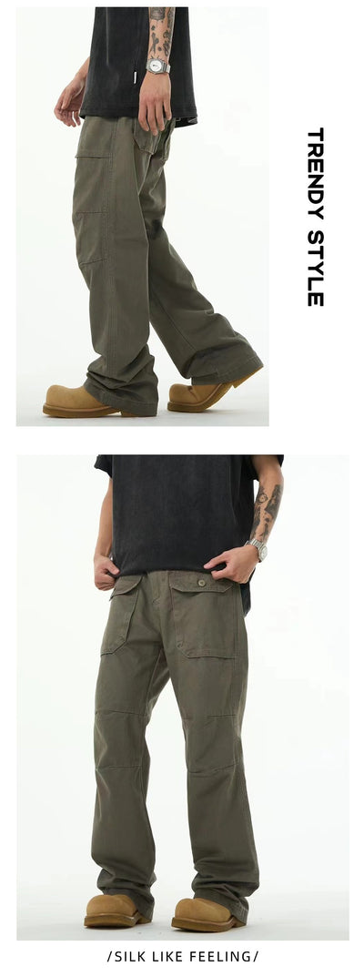 Pantalón Overol Holgado Gris Verdoso para Hombre - Estilo Casual Versátil - Image 15