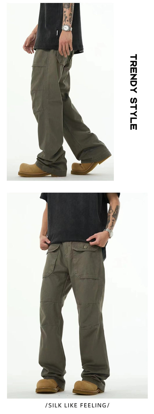 Pantalón Overol Holgado Gris Verdoso para Hombre - Estilo Casual Versátil - Image 15