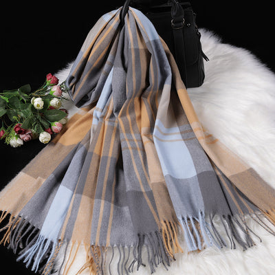 Bufanda de Cachemira Cuadros Británica Doble Faz para Mujer 200x70cm - Image 63