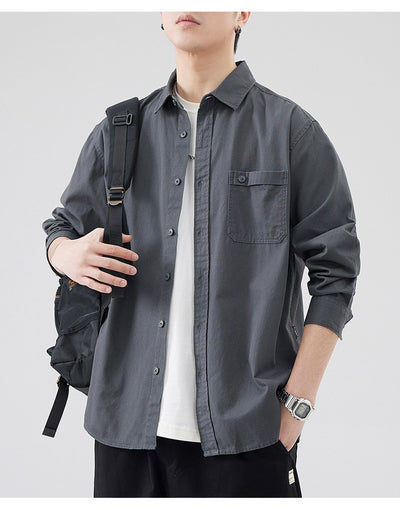 Camisa de Algodón Pesado Estilo Americano para Hombre - Image 9