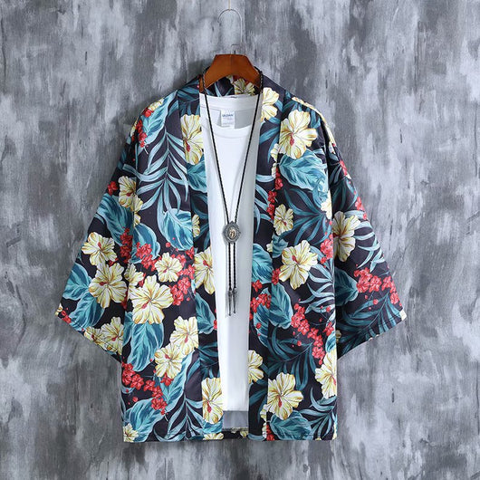 Kimono Estampado Holgado de Manga Tres Cuartos Unisex - Image 10