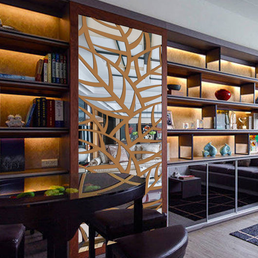 Espejo Adhesivo con Patrón de Plantas para Decoración Moderna
