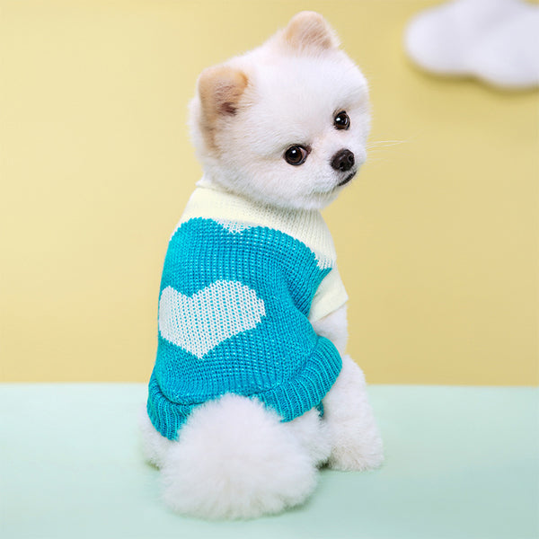 Suéter Tejido Floral a Rayas para Mascotas con Cuello Solapa y Cierre Elástico - Image 6