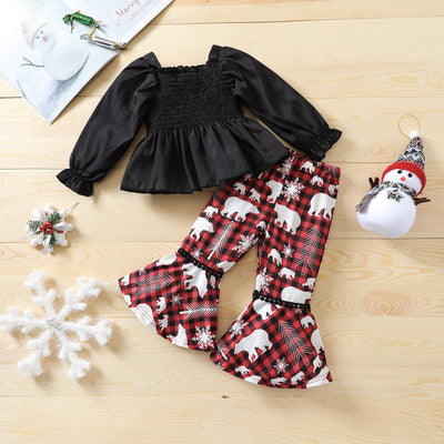 Conjunto Elegante: Blusa Manga Larga Cuello Cuadrado con Falda Acampanada - Image 5