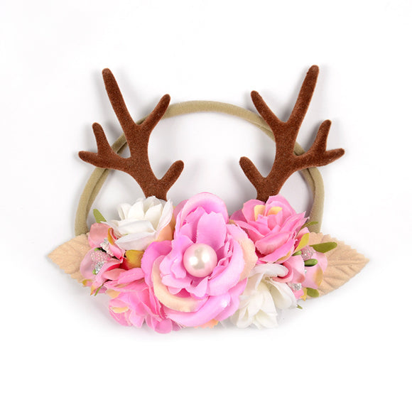 Diadema Navideña para Bebé con Astas de Reno