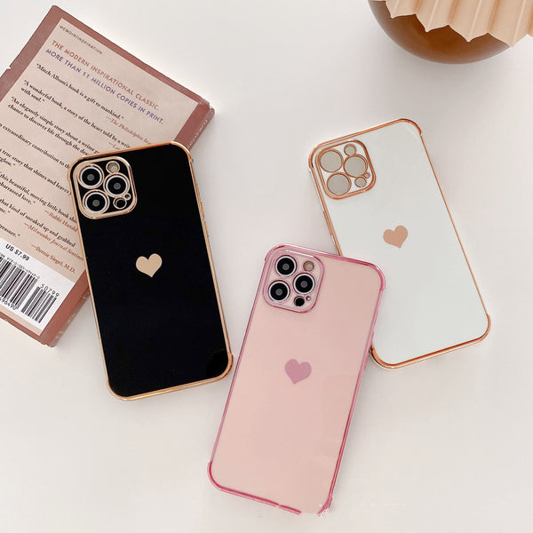 Funda Protectora Love con Electroplating y Silicona Antichoque