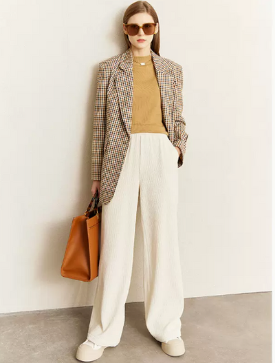 Blazer Vintage Cuadrillé para Mujer con Hombros Anchos - Image 6