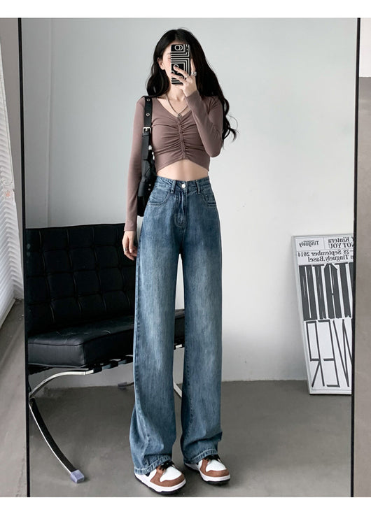 Jeans Acampanados de Talle Alto para Mujer Talla Grande con Efecto Drapeado - Image 7