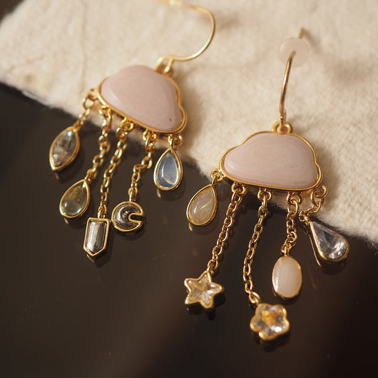 Aretes Largos de Piedra Natural con Flecos y Forma de Nube - Image 2