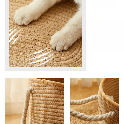 Nido para Gatos de Verano - Cesta Tejida Multiestación en Algodón y Lino - Image 5