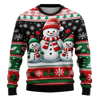 Suéter Navideño Muñeco de Nieve Estampado para Fiestas Cuello Redondo - Image 17