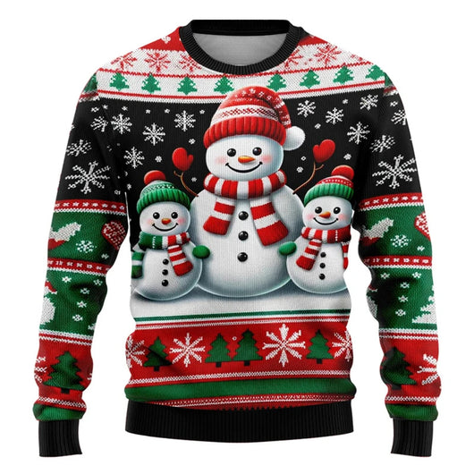 Suéter Navideño Muñeco de Nieve Estampado para Fiestas Cuello Redondo - Image 17