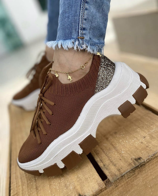 Zapatillas Deportivas Plataforma Mujer con Tejido Volador y Cordones - Image 10