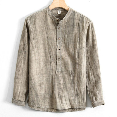 Camisa Holgada de Algodón y Lino Estilo Japonés para Hombre - Image 7