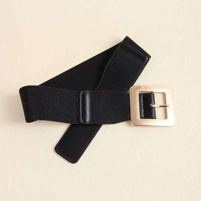 Cinturón Elástico Retro para Mujer con Hebilla Cuadrada Metálica Negro - Image 12