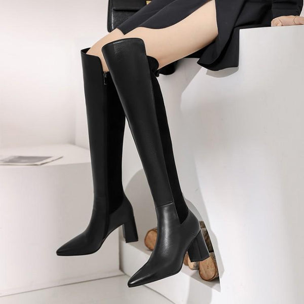 Botas Skinny de Cuero Elástico para Mujer
