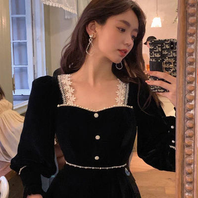 Falda Larga Acolchada de Terciopelo Francés para Otoño e Invierno - Image 13